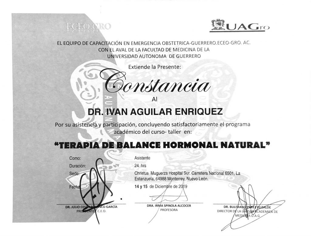 Dr Ivan Aguilar Certification Letter